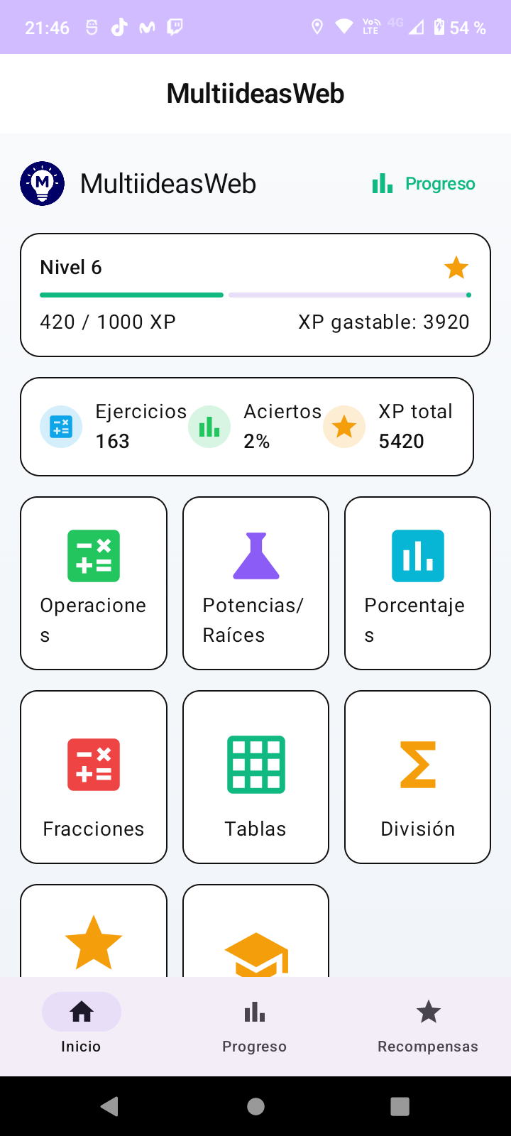 Pantalla Home