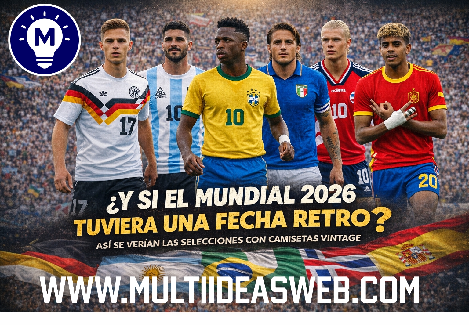 ¿Y si el Mundial 2026 tuviera una fecha retro? Así se verían las selecciones con camisetas vintage