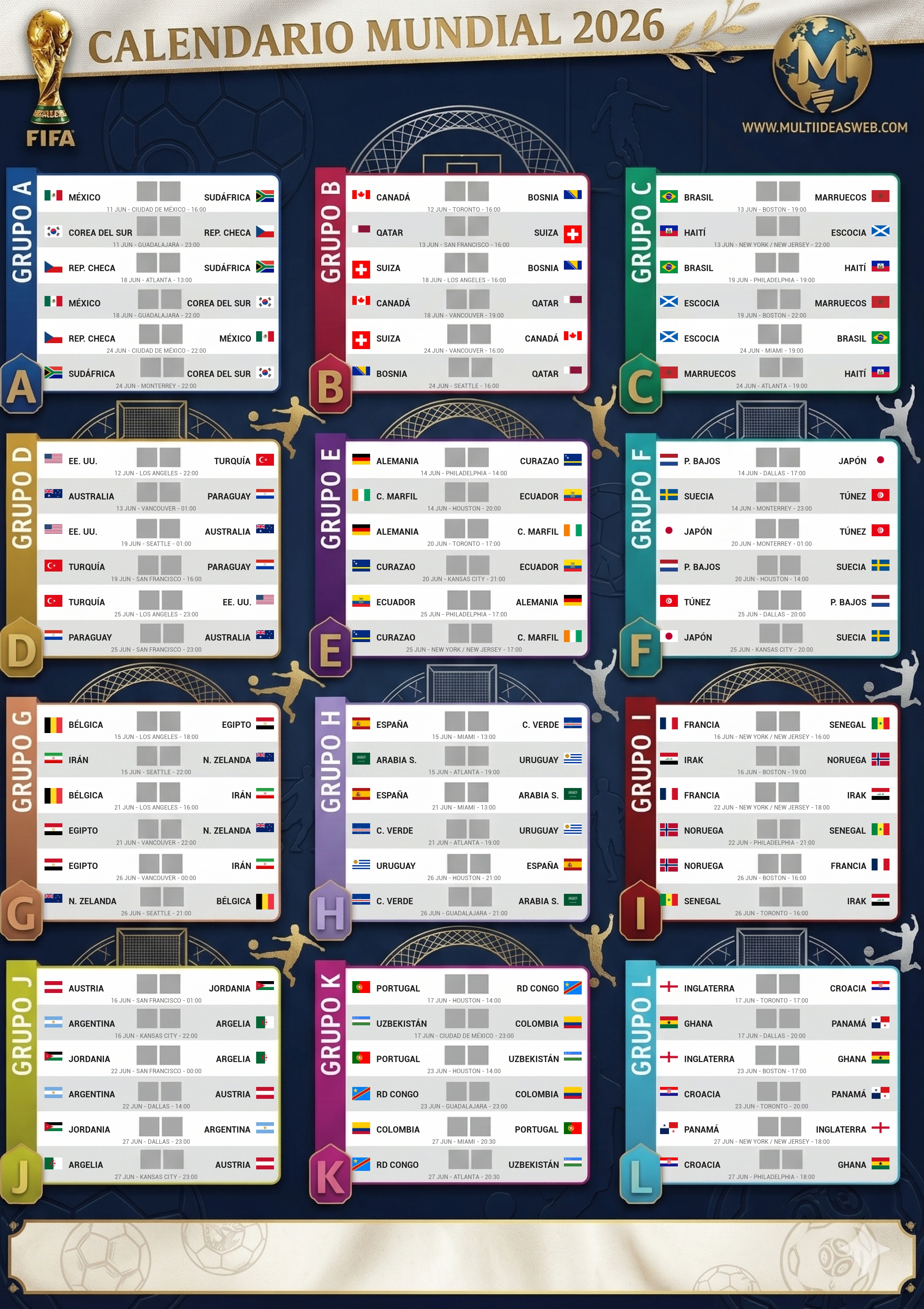 Fixture Mundial 2026 para imprimir — PDF y JPG gratis